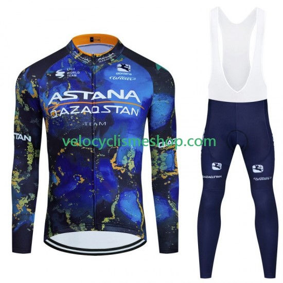 Tenue Maillot M/L + Collant à Bretelles Astana Qazaqstan 2024 Hommes