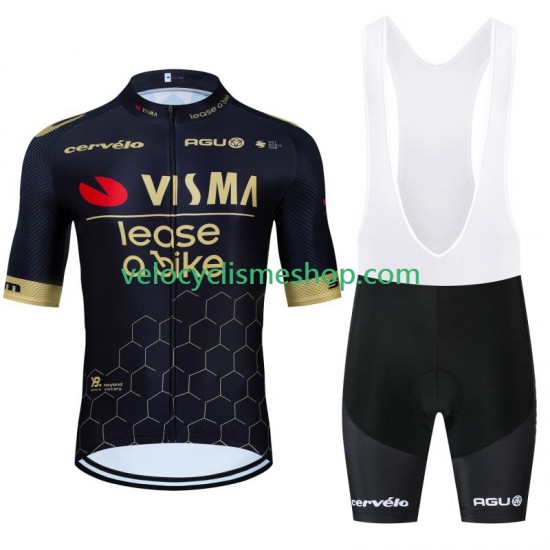 Tenue Maillot + Cuissard à Bretelles Visma Lease A Bike 2024 Black Hommes