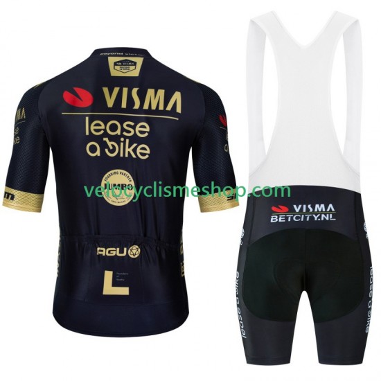 Tenue Maillot + Cuissard à Bretelles Visma Lease A Bike 2024 Black Hommes