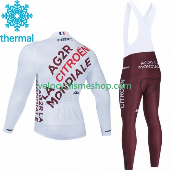 Tenue Maillot M/L + Collant à Bretelles Hiver Thermal Fleece Ag2R La Mondiale 2023 Hommes