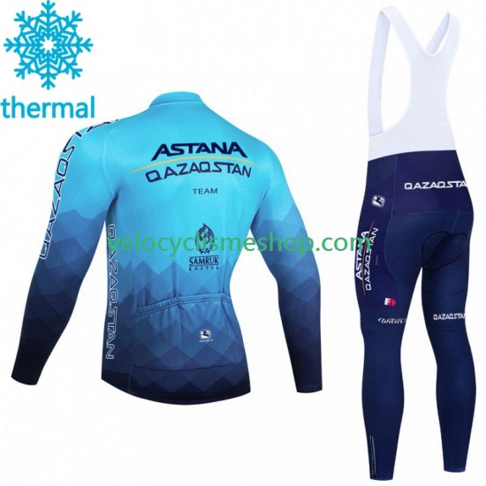 Tenue Maillot M/L + Collant à Bretelles Hiver Thermal Fleece Astana Qazaqstan 2023 Hommes