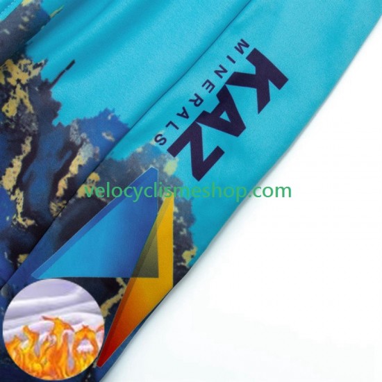 Tenue Maillot M/L + Collant à Bretelles Hiver Thermal Fleece Astana Qazaqstan 2024 Team Hommes