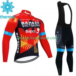 Tenue Maillot M/L + Collant à Bretelles Hiver Thermal Fleece Bahrain Victorious 2023 Hommes