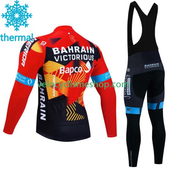 Tenue Maillot M/L + Collant à Bretelles Hiver Thermal Fleece Bahrain Victorious 2023 Hommes