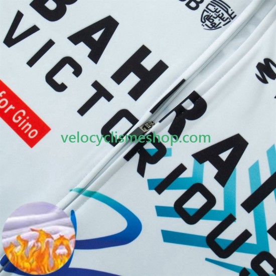 Tenue Maillot M/L + Collant à Bretelles Hiver Thermal Fleece Bahrain Victorious 2024 Hommes