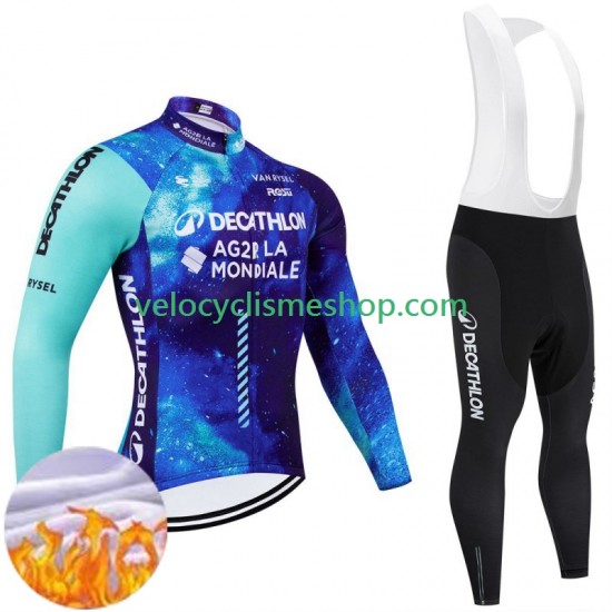 Tenue Maillot M/L + Collant à Bretelles Hiver Thermal Fleece Decathlon Ag2R 2024 Hommes N001