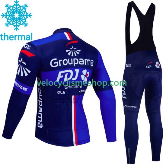 Tenue Maillot M/L + Collant à Bretelles Hiver Thermal Fleece Fdj Groupama 2023 Hommes