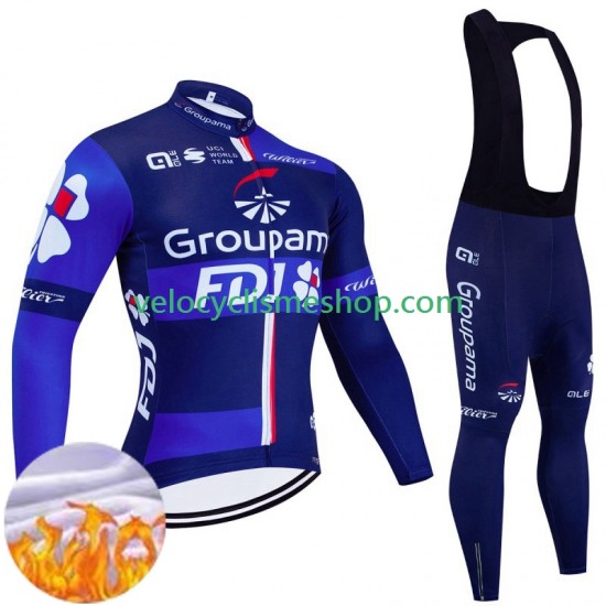 Tenue Maillot M/L + Collant à Bretelles Hiver Thermal Fleece Fdj Groupama 2024 Hommes