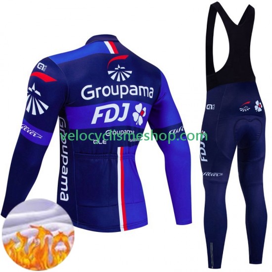 Tenue Maillot M/L + Collant à Bretelles Hiver Thermal Fleece Fdj Groupama 2024 Hommes