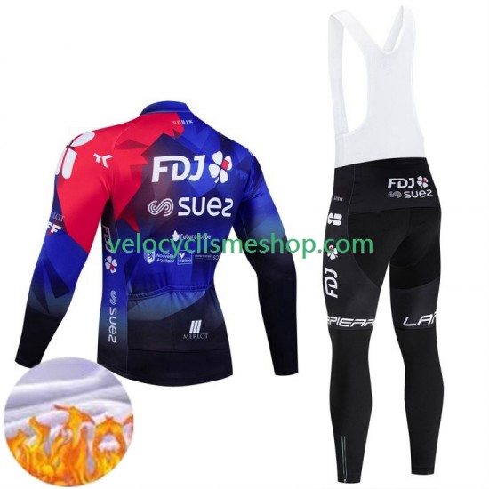 Tenue Maillot M/L + Collant à Bretelles Hiver Thermal Fleece Fdj Suez 2024 Hommes