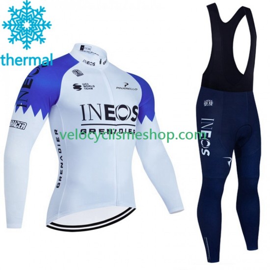 Tenue Maillot M/L + Collant à Bretelles Hiver Thermal Fleece Ineos Grenadier 2023 Blanc Hommes