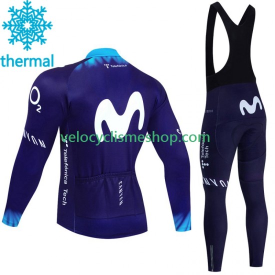 Tenue Maillot M/L + Collant à Bretelles Hiver Thermal Fleece Movistar 2023 Hommes