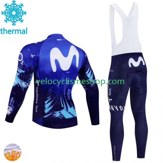 Tenue Maillot M/L + Collant à Bretelles Hiver Thermal Fleece Movistar 2024 Hommes