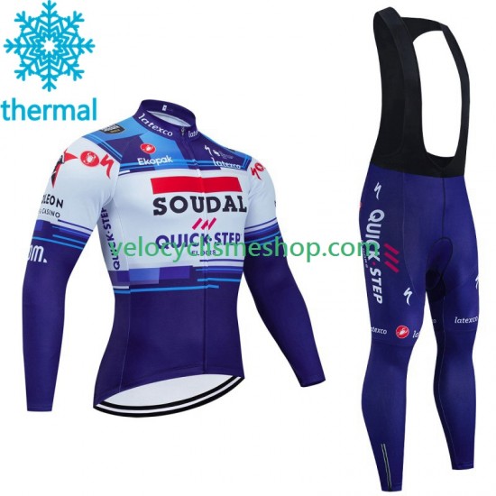 Tenue Maillot M/L + Collant à Bretelles Hiver Thermal Fleece Soudal Quickstep 2023 Hommes