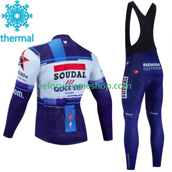 Tenue Maillot M/L + Collant à Bretelles Hiver Thermal Fleece Soudal Quickstep 2023 Hommes