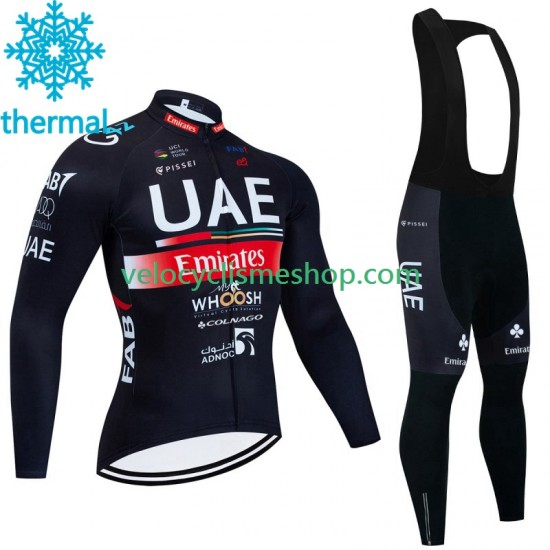 Tenue Maillot M/L + Collant à Bretelles Hiver Thermal Fleece Uae Emirates 2023 Hommes N001