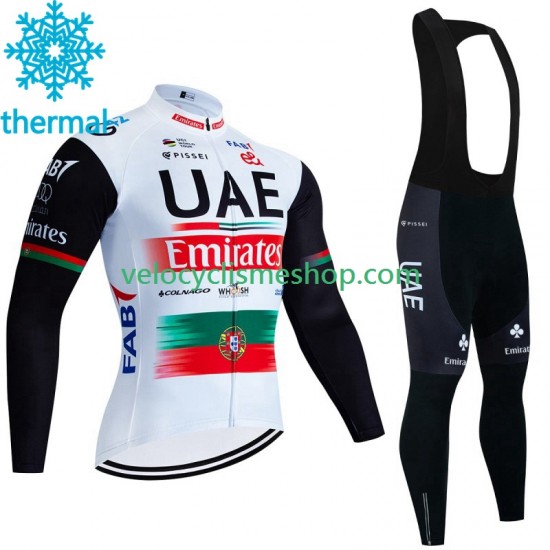 Tenue Maillot M/L + Collant à Bretelles Hiver Thermal Fleece Uae Emirates 2023 Hommes N002