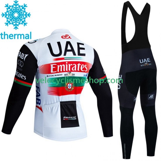 Tenue Maillot M/L + Collant à Bretelles Hiver Thermal Fleece Uae Emirates 2023 Hommes N002