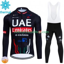 Tenue Maillot M/L + Collant à Bretelles Hiver Thermal Fleece Uae Emirates 2024 Hommes N001