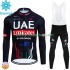 Tenue Maillot M/L + Collant à Bretelles Hiver Thermal Fleece Uae Emirates 2024 Hommes N001
