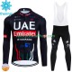Tenue Maillot M/L + Collant à Bretelles Hiver Thermal Fleece Uae Emirates 2024 Hommes N001
