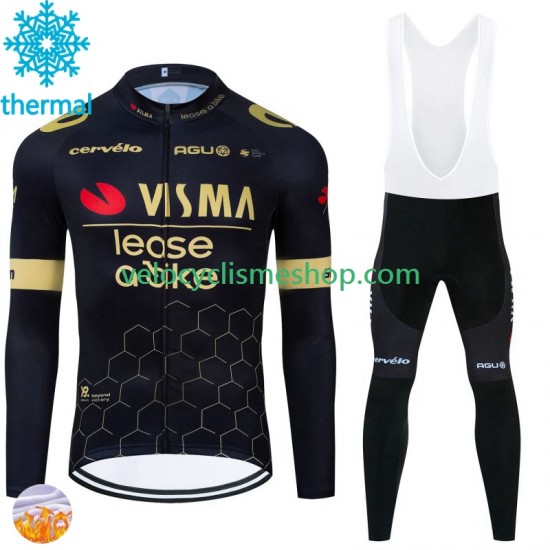 Tenue Maillot M/L + Collant à Bretelles Hiver Thermal Fleece Visma Lease A Bike 2024 Hommes N001