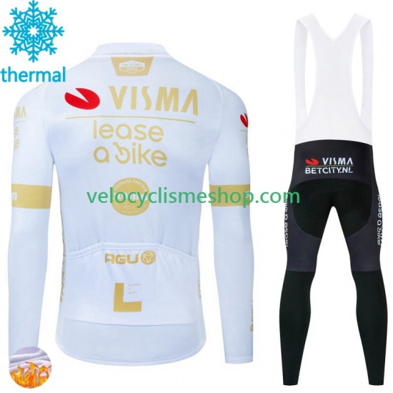 Tenue Maillot M/L + Collant à Bretelles Hiver Thermal Fleece Visma Lease A Bike 2024 Hommes N002