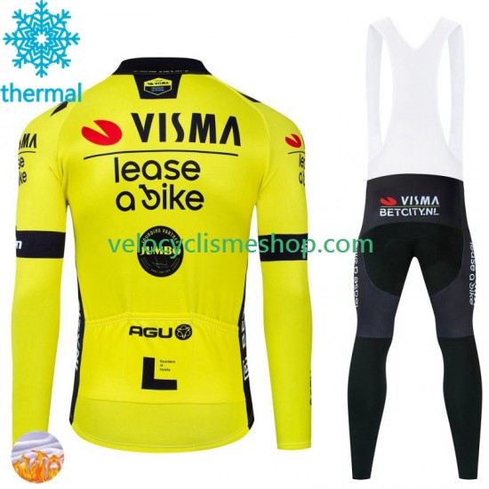 Tenue Maillot M/L + Collant à Bretelles Hiver Thermal Fleece Visma Lease A Bike 2024 Hommes