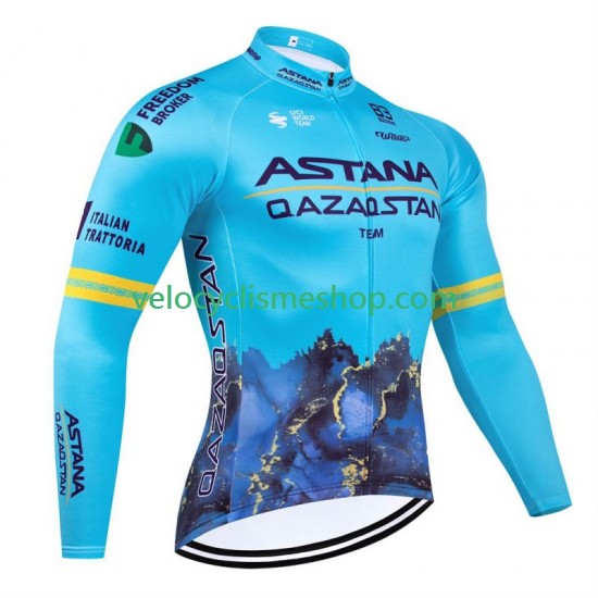 Maillot Cyclisme Manches Longues Astana Qazaqstan 2024 Hommes N001