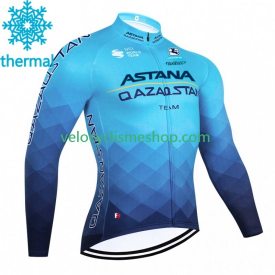 Maillot Cyclisme Hiver Thermal Fleece Astana Qazaqstan 2023 Hommes