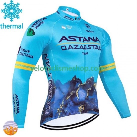 Maillot Cyclisme Hiver Thermal Fleece Astana Qazaqstan 2024 Hommes N001