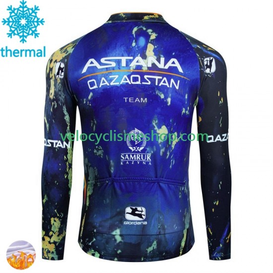 Maillot Cyclisme Hiver Thermal Fleece Astana Qazaqstan 2024 Hommes