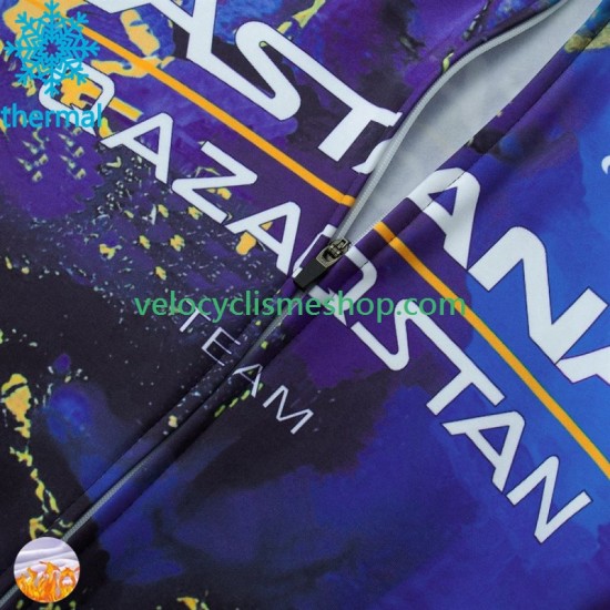 Maillot Cyclisme Hiver Thermal Fleece Astana Qazaqstan 2024 Hommes