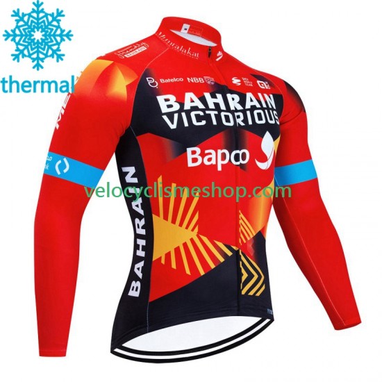 Maillot Cyclisme Hiver Thermal Fleece Bahrain Victorious 2023 Hommes