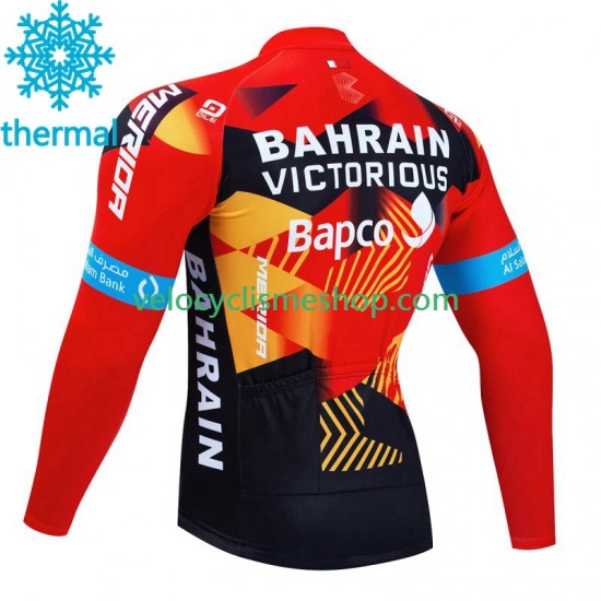 Maillot Cyclisme Hiver Thermal Fleece Bahrain Victorious 2023 Hommes