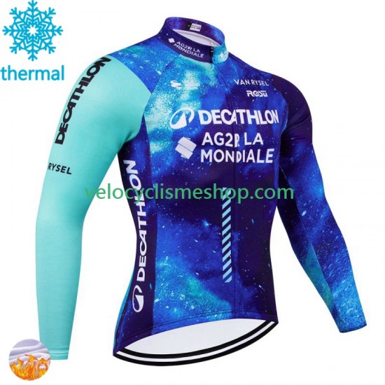 Maillot Cyclisme Hiver Thermal Fleece Decathlon Ag2R 2024 Hommes N001