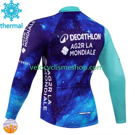 Maillot Cyclisme Hiver Thermal Fleece Decathlon Ag2R 2024 Hommes N001