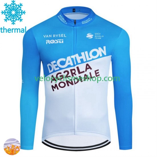 Maillot Cyclisme Hiver Thermal Fleece Decathlon Ag2R 2024 Hommes