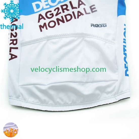 Maillot Cyclisme Hiver Thermal Fleece Decathlon Ag2R 2024 Hommes