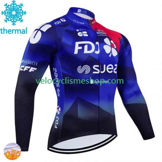 Maillot Cyclisme Hiver Thermal Fleece Fdj Suez 2024 Hommes