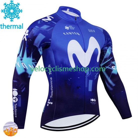 Maillot Cyclisme Hiver Thermal Fleece Movistar 2024 Hommes