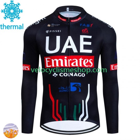 Maillot Cyclisme Hiver Thermal Fleece Uae Emirates 2024 Hommes N001