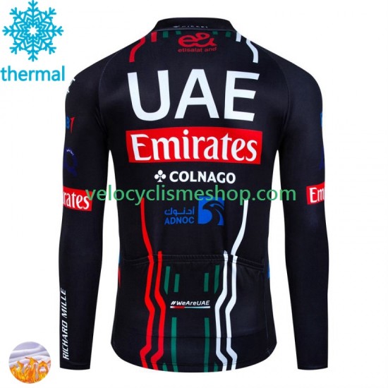 Maillot Cyclisme Hiver Thermal Fleece Uae Emirates 2024 Hommes N001
