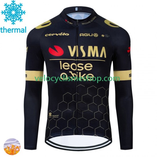 Maillot Cyclisme Hiver Thermal Fleece Visma Lease A Bike 2024 Hommes N001