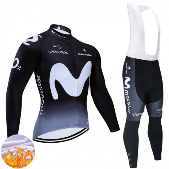 Tenue Maillot M/L + Collant à Bretelles Hiver Thermal Fleece Movistar Team 2025 Hommes