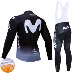 Tenue Maillot M/L + Collant à Bretelles Hiver Thermal Fleece Movistar Team 2025 Hommes