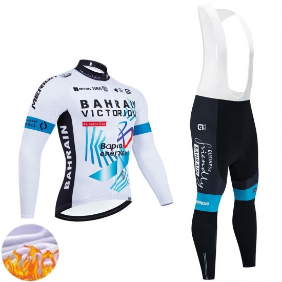 Tenue Maillot M/L + Collant à Bretelles Hiver Thermal Fleece Team Bahrain Victorious 2025 Hommes