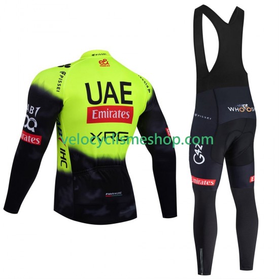 Tenue Maillot M/L + Collant à Bretelles pro uae team emirates 2025 fluo Hommes