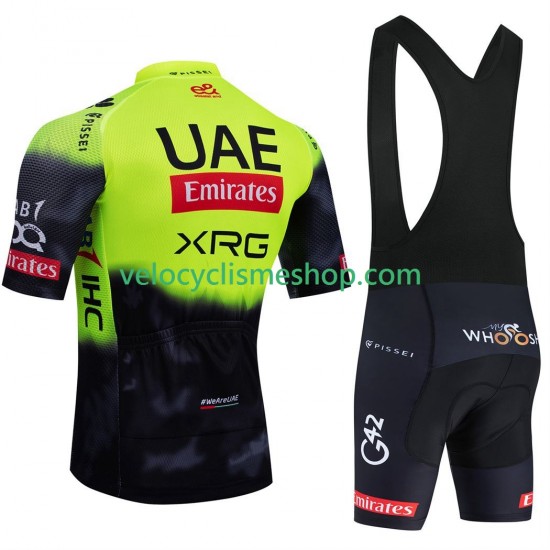 Tenue Maillot + Cuissard à Bretelles equipe pro uae team emirates 2025 fluo Hommes