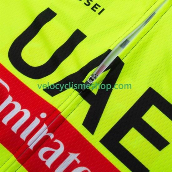 Tenue Maillot + Cuissard à Bretelles equipe pro uae team emirates 2025 fluo Hommes